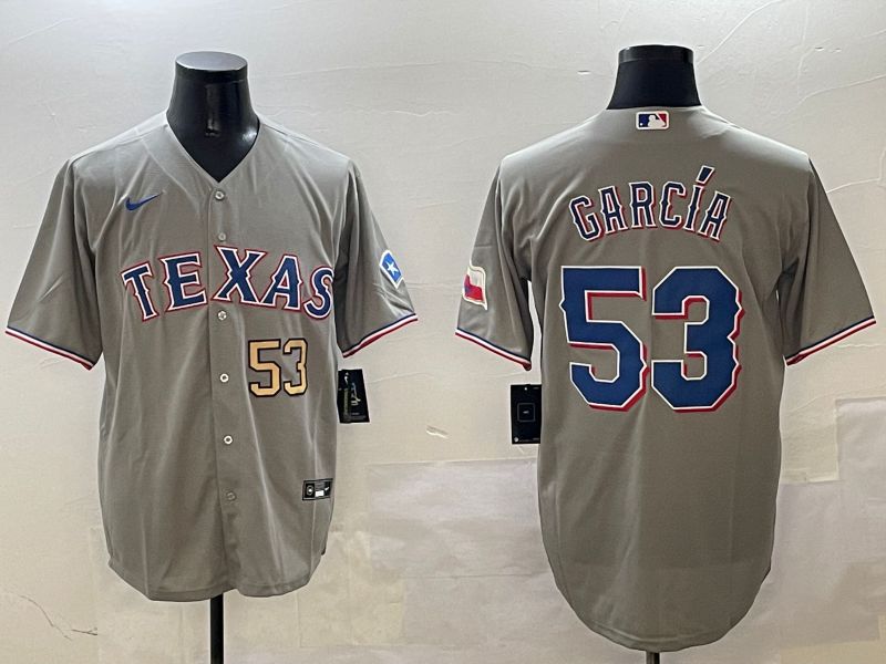 Men Texas Rangers 53 Garcia Grey Game 2025 Nike MLB Jersey style 5